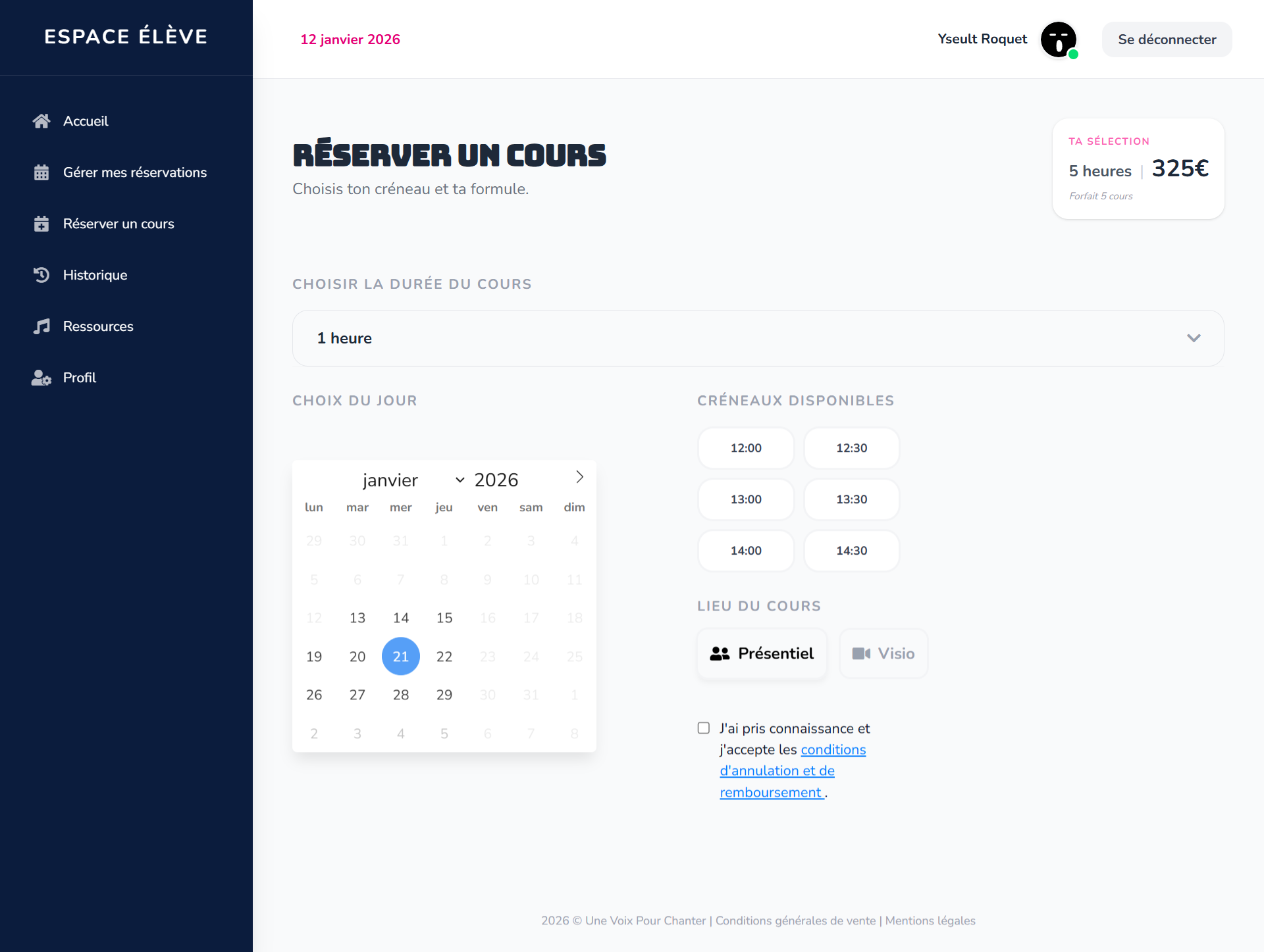 Aperçu du système de réservation en ligne